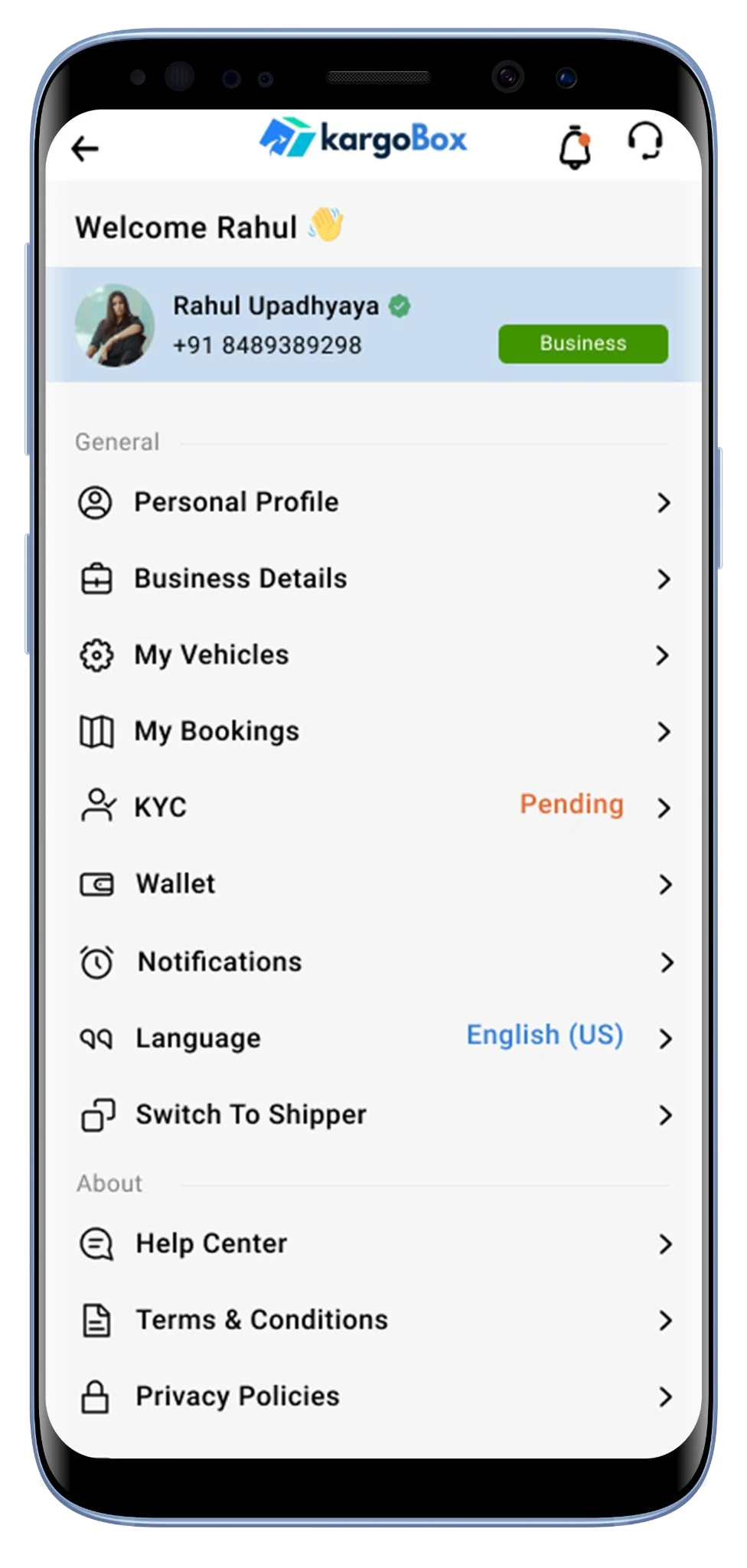 KargoBox app screen 9
